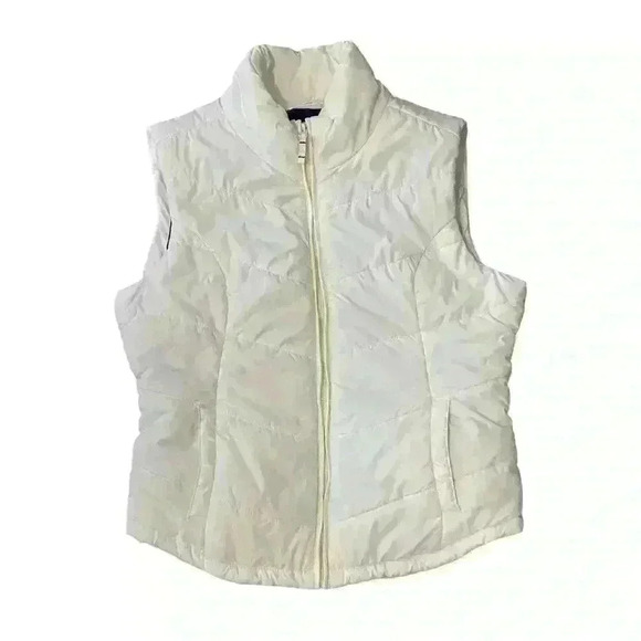 Aeropostale Women’s Puffer Vest Size L White Zipper Front Outdoors Hiking Fall - Picture 1 of 10
